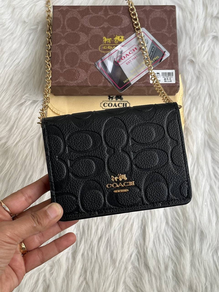 Coach_122_Black_ChainOnWallet_With_OriginalBox_DustCover_BrandCard