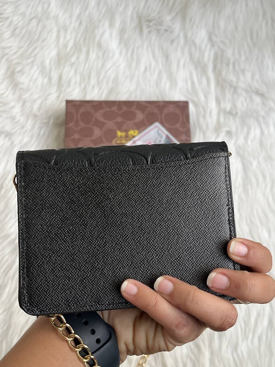 Coach_122_Black_ChainOnWallet_With_OriginalBox_DustCover_BrandCard