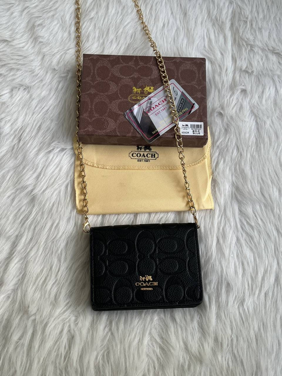 Coach_122_Black_ChainOnWallet_With_OriginalBox_DustCover_BrandCard
