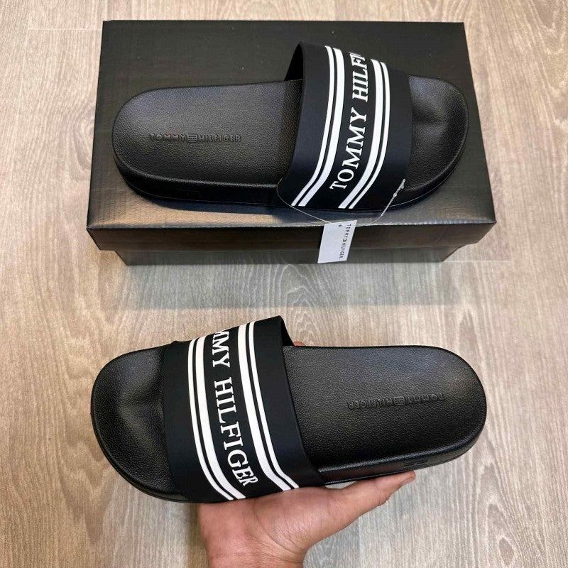 Tommy Hilfigar Premium Black Pool Slides