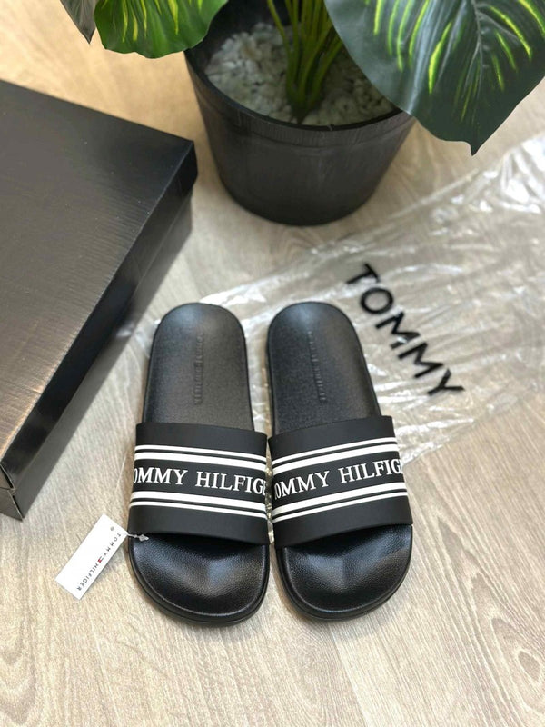 Tommy Hilfigar Premium Black Pool Slides