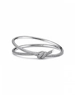 Tiffany & Cco Silver Double Row Hinged Bangel In Silver With Diamonds