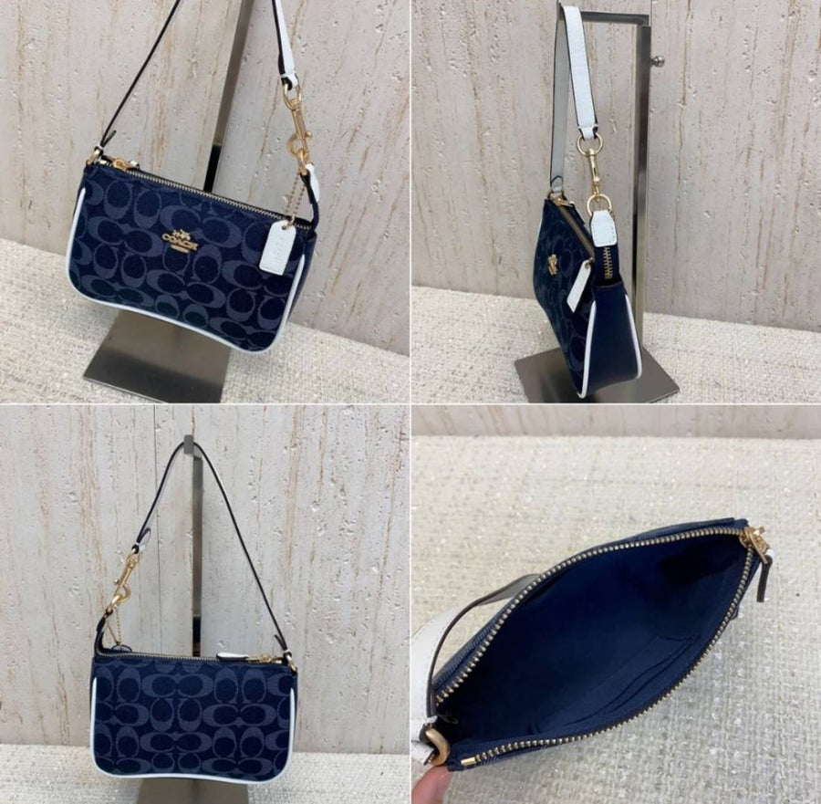 Coach_Nolita_19_Denim-White_With_OriginalBox_DustCover_PearlCharm_Chain
