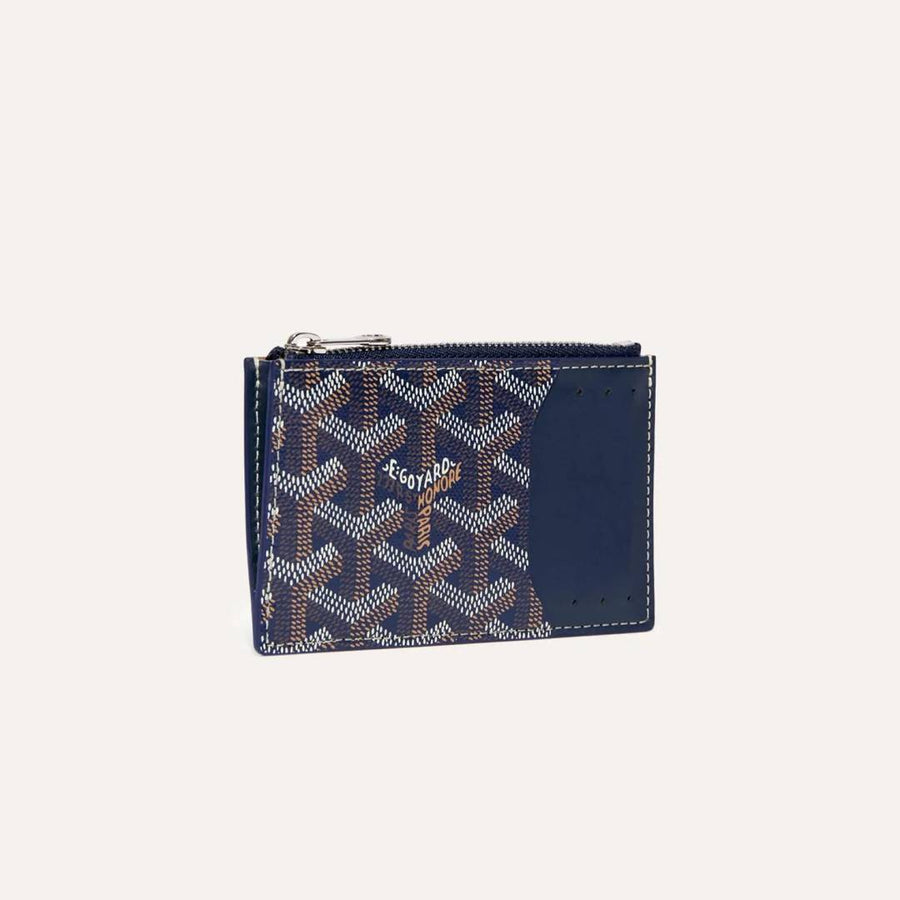 Goyarrd GO-1 Blue Bourbon Zip Card Case Wallet With Original Box & DustCover