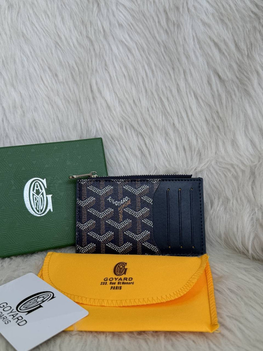Goyarrd GO-1 Blue Bourbon Zip Card Case Wallet With Original Box & DustCover