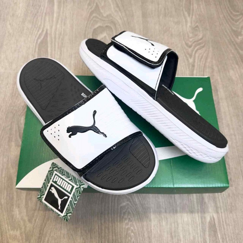 Puma Softride Adjust Premium White Black Flip Flop
