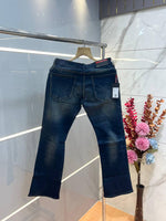 Prada Green Shade Boot Cut Premium Imported Stretchable Lycra Fabric Denim with Patch Logo 3761