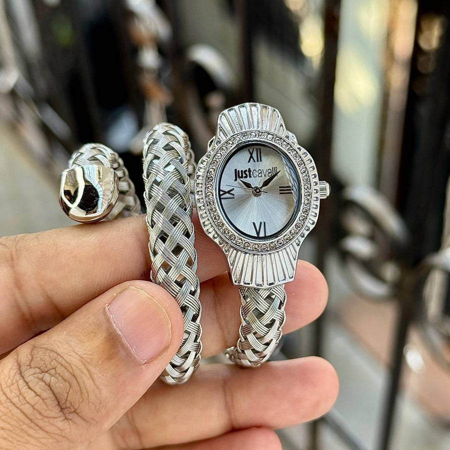Just Cavalli Snake Silver-White