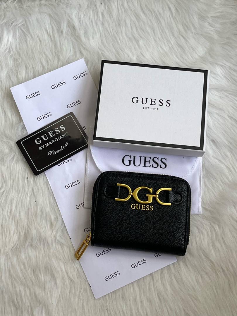 Guess 001 Black Mini Wallet With Original Box Dust Cover Card Premium Packaging