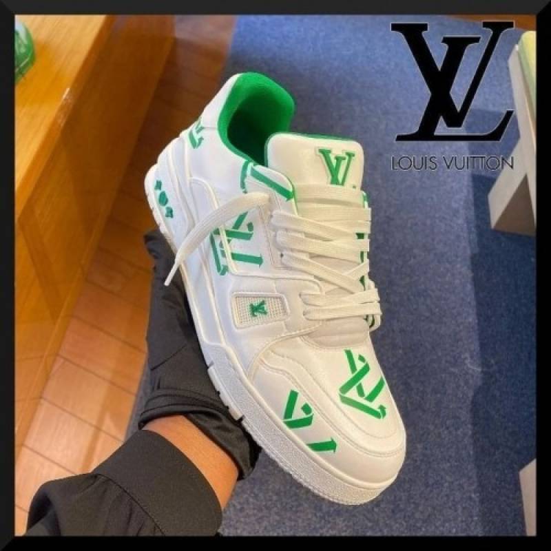 ....Loius Vutton LV Monogram Trainer Green Logo Sneakers 468
