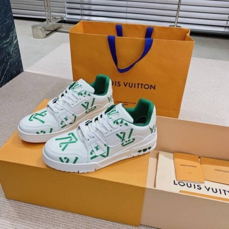 ....Loius Vutton LV Monogram Trainer Green Logo Sneakers 468