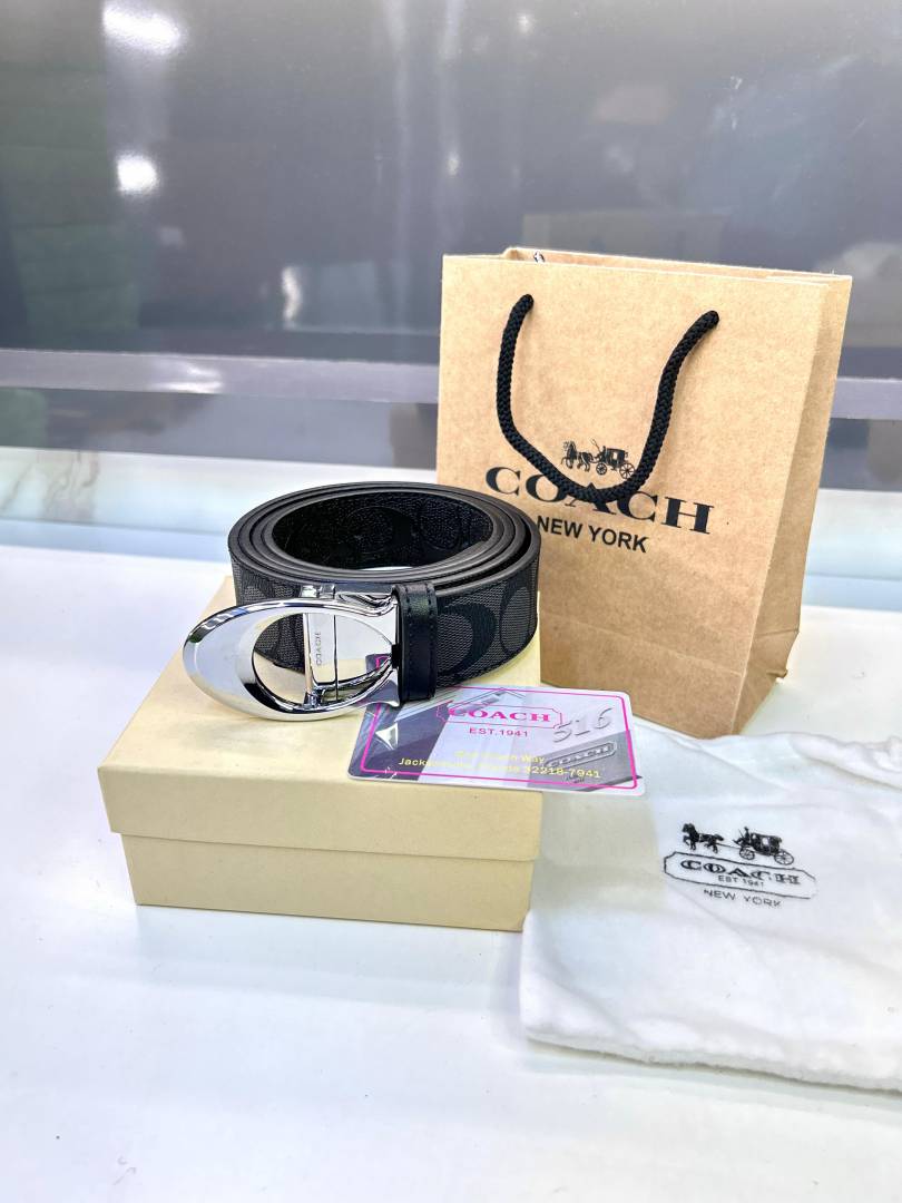 Coach Belt Black Silver Fa 71