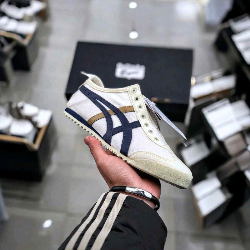 Onitsuka Tiger Mexico 66 Slip On Beige Navy Blue 3026