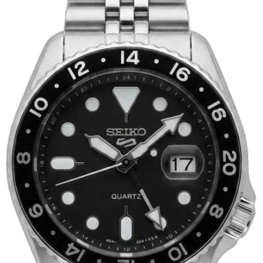 Seiko Gmt Master silver Black Dial
