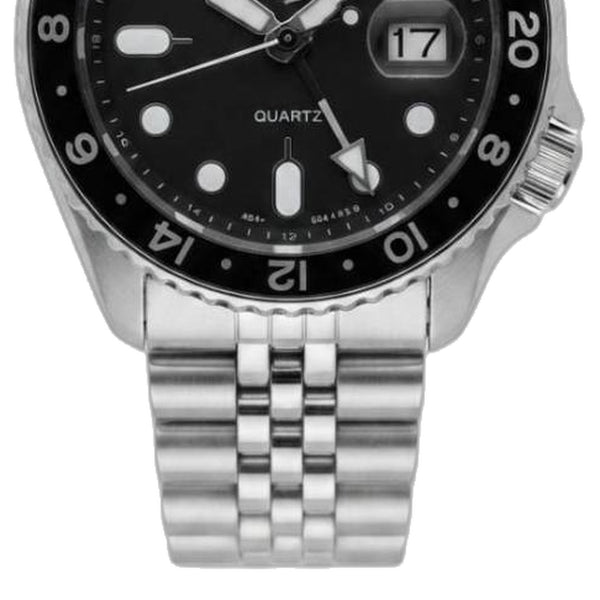 Seiko Gmt Master silver Black Dial