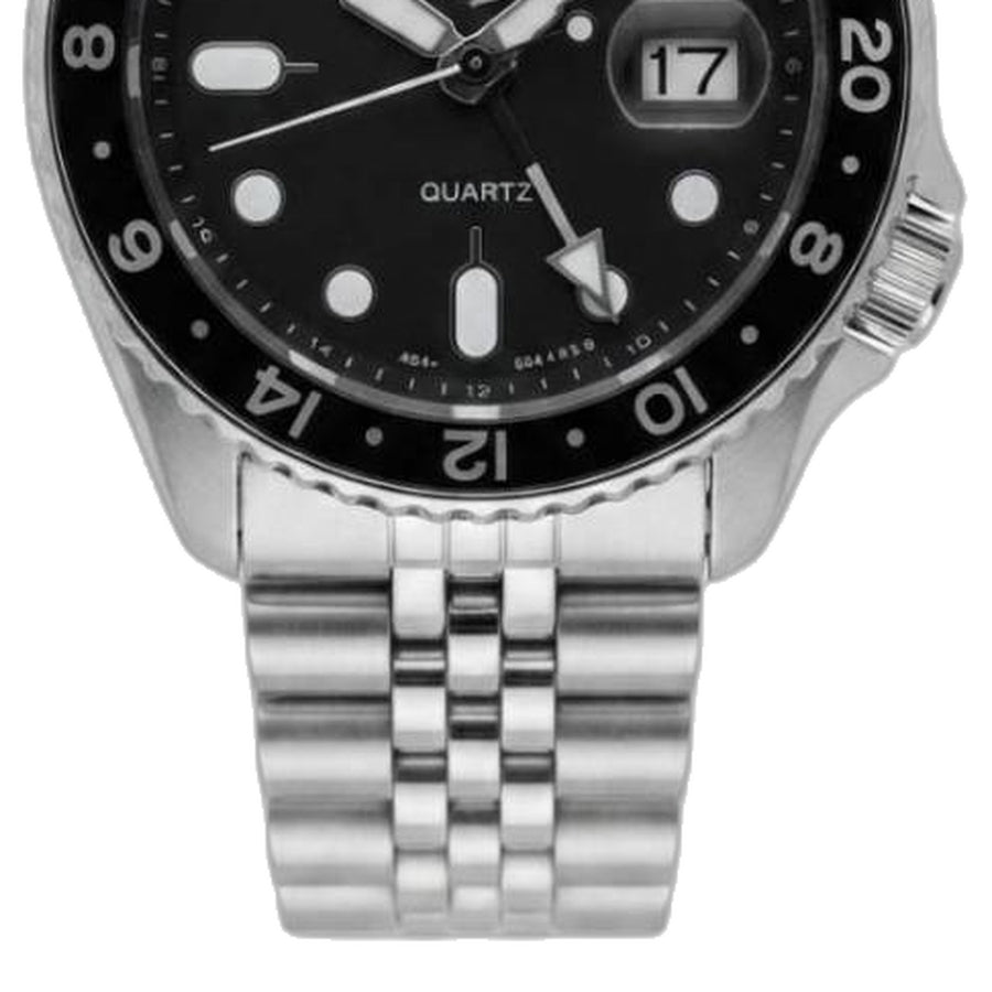 Seiko Gmt Master silver Black Dial