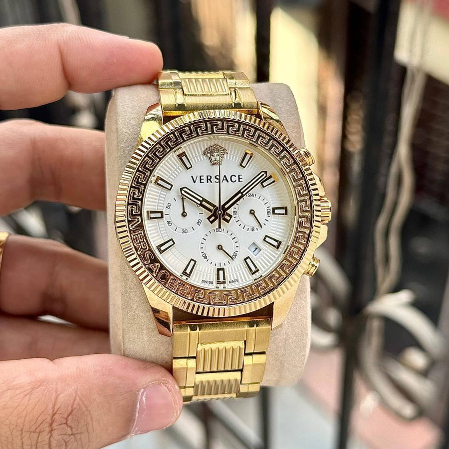 Versace Greca Action Chronograph gold white