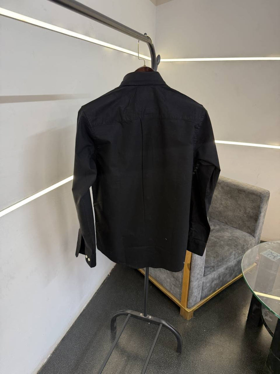 Lacoste black embroidery logo imported shirt with brand button