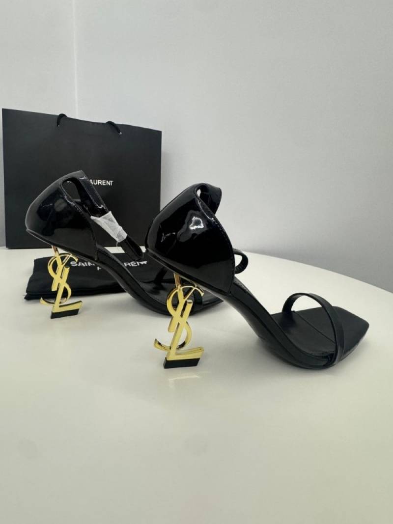 YSL Saint Laurent Opyum Heels With OG Box & Carry Bag (Black Gold - 868)