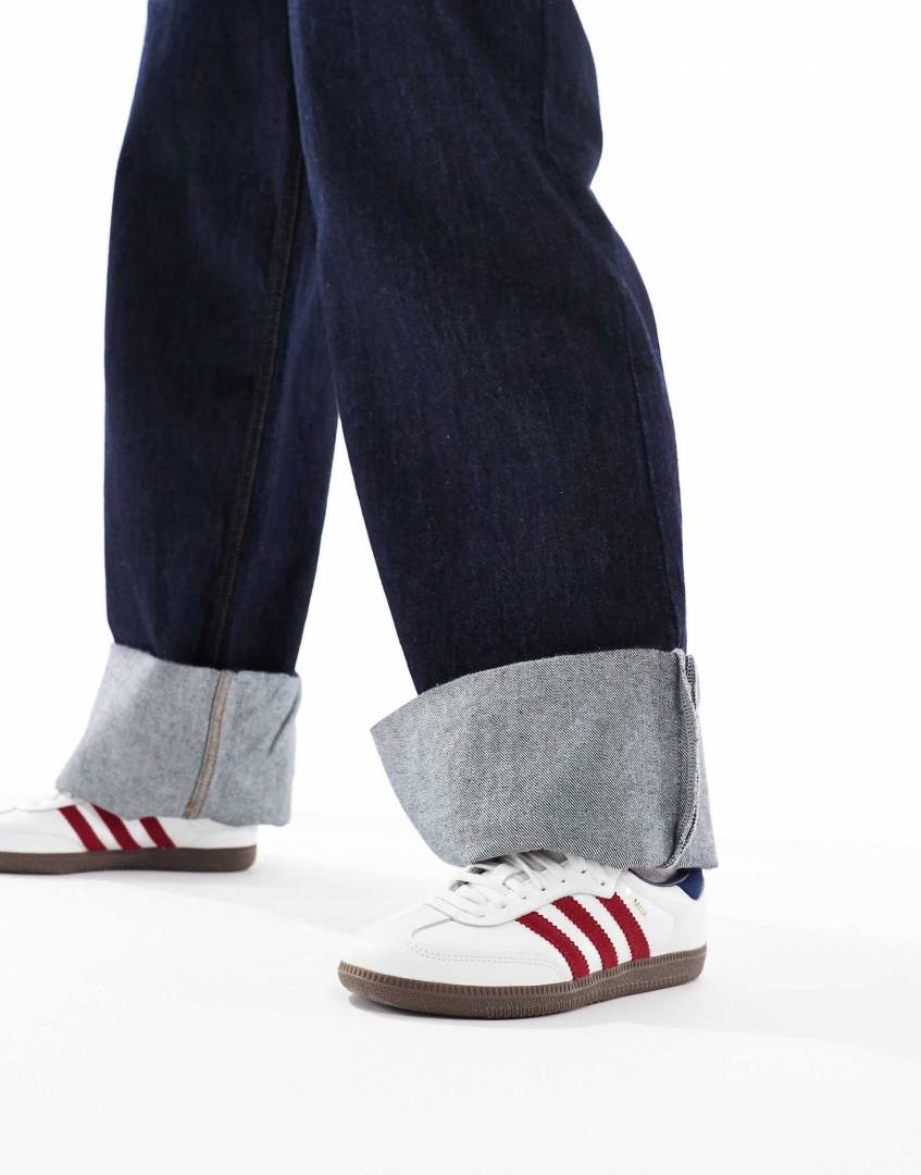 Adidas Samba Victory Red Blue Night Indigo Men Leather Quality