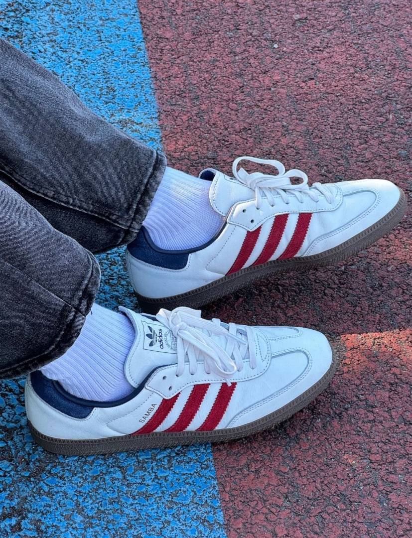 Adidas Samba Victory Red Blue Night Indigo Men Leather Quality