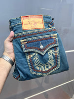 True Religio n Dark Shade Straight fit Premium Imported Stretchable Lycra Fabric Denim with Back Flap pocket Design 3624