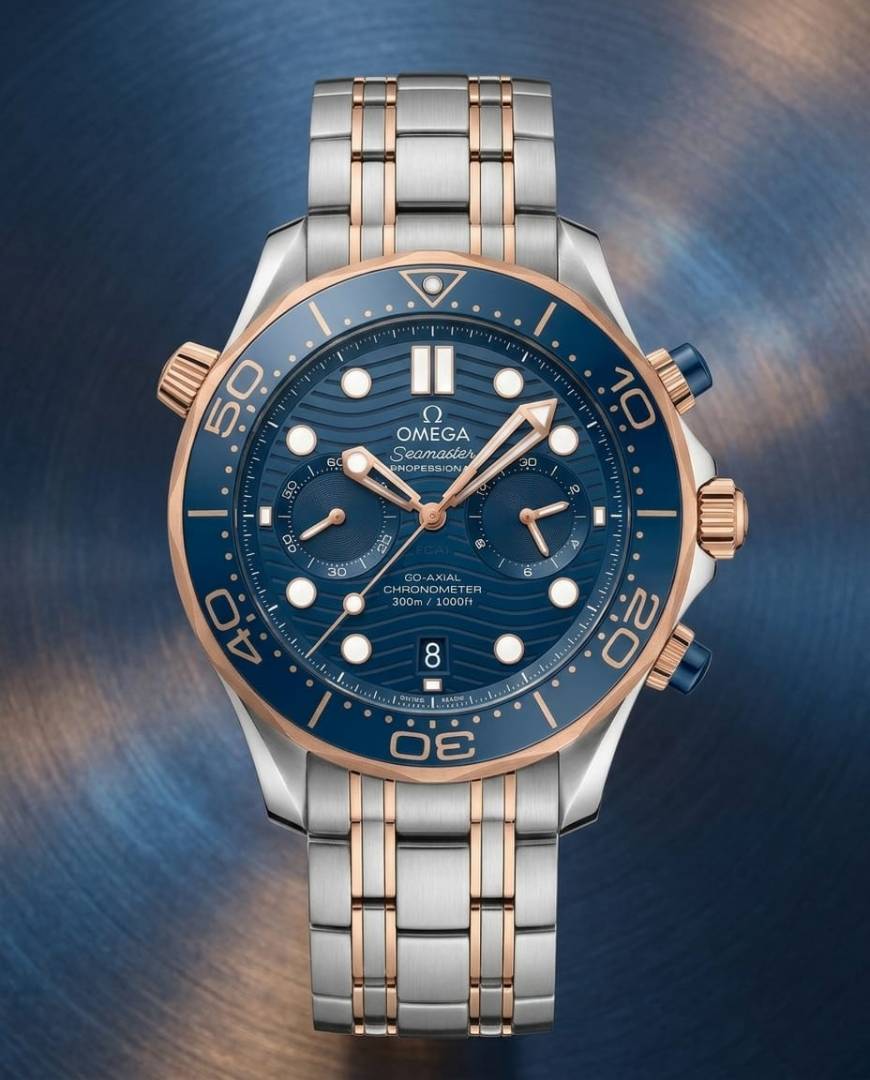 Omega Seamaster Diver 300M Co-Axial Master Chronometer Chronograph 2 ton copper blue
