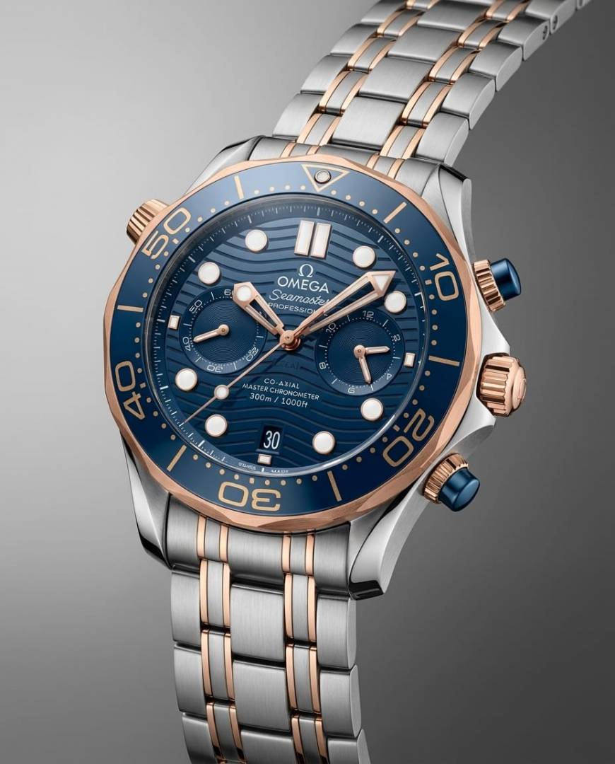 Omega Seamaster Diver 300M Co-Axial Master Chronometer Chronograph 2 ton copper blue
