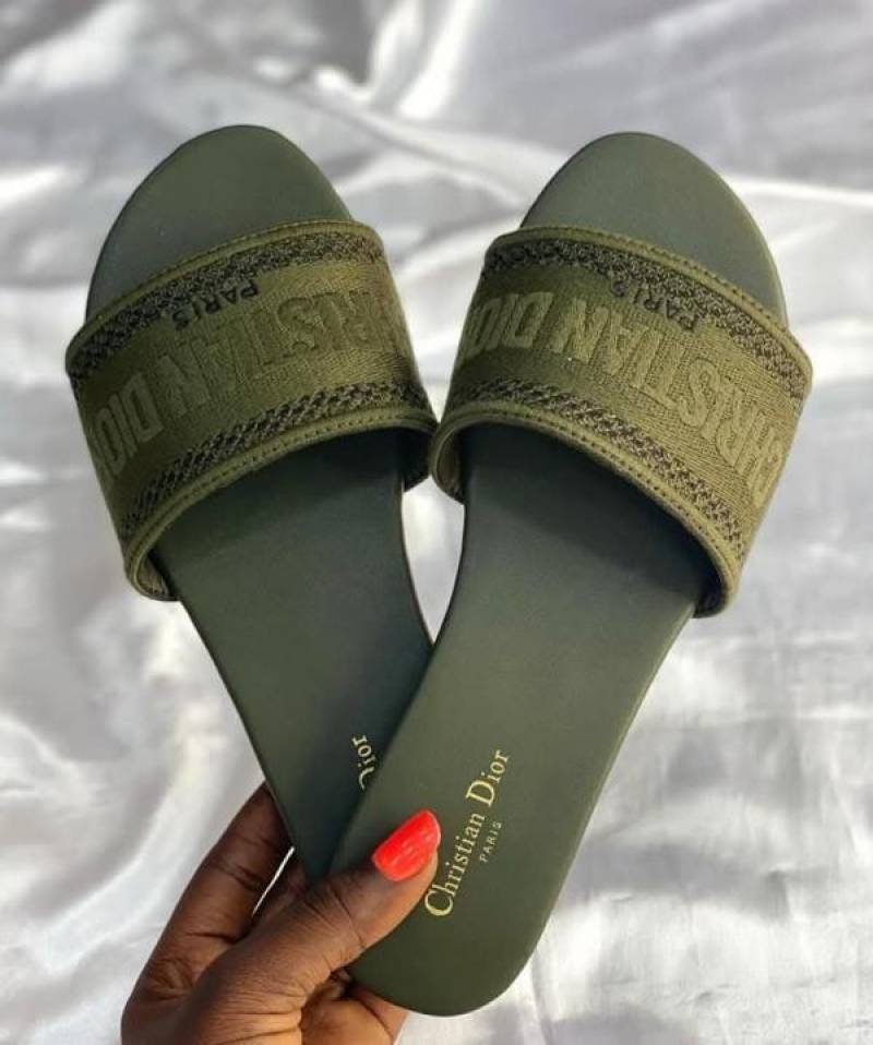 Dior_Dway_Platform_Green_Slides_For_Women_With_Original_Box_And_Carry_Bag