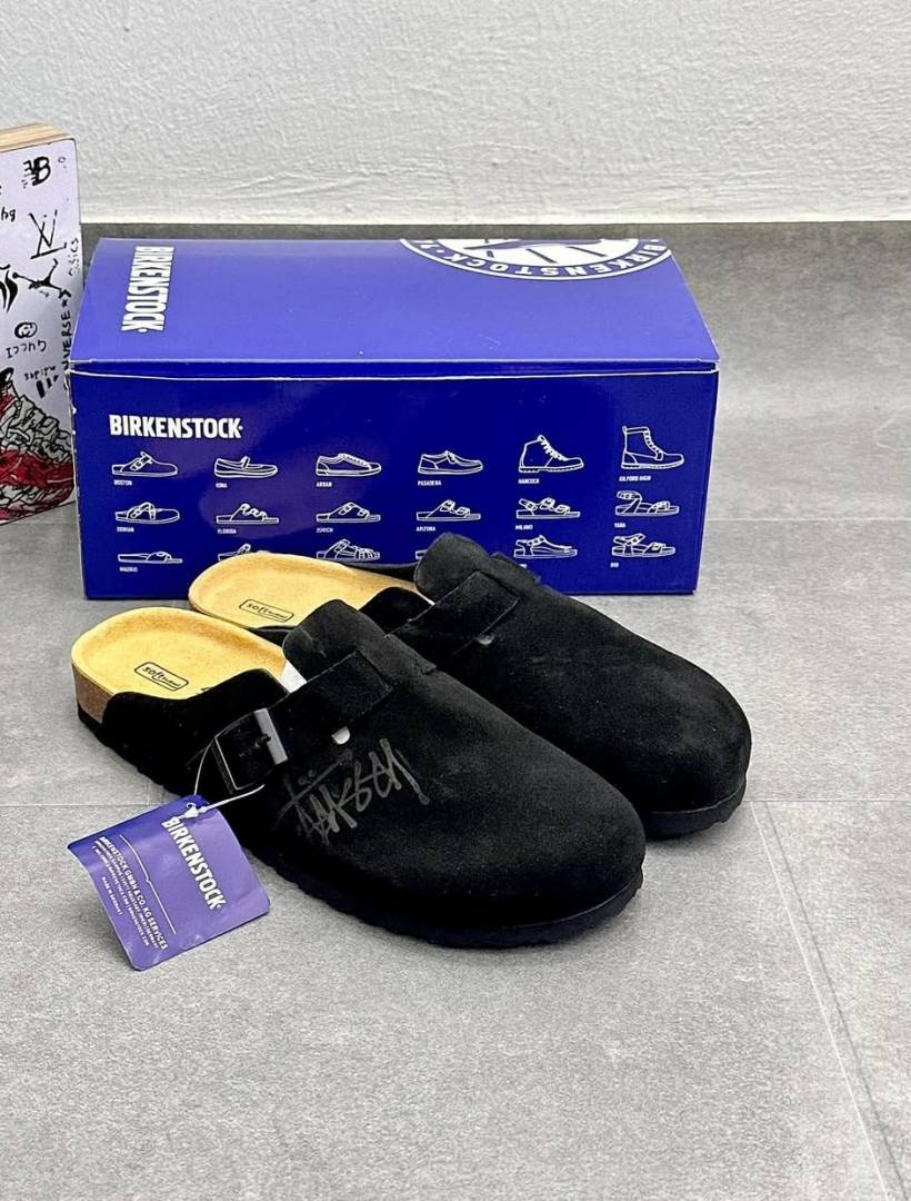 Birkenstoc.k x Stussy Boston Suede Black