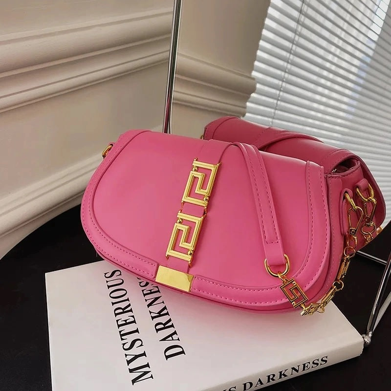 Versace Greca Goddess Shoulder Bag With OG Box & Dust Bag (Pink - 677)