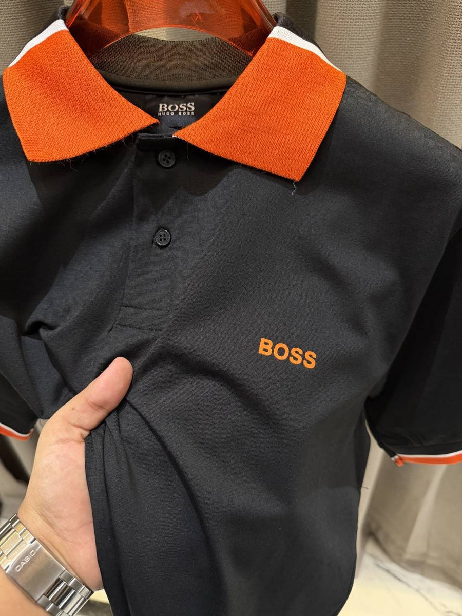 Boss Premium Polo Tshirt Black Orange