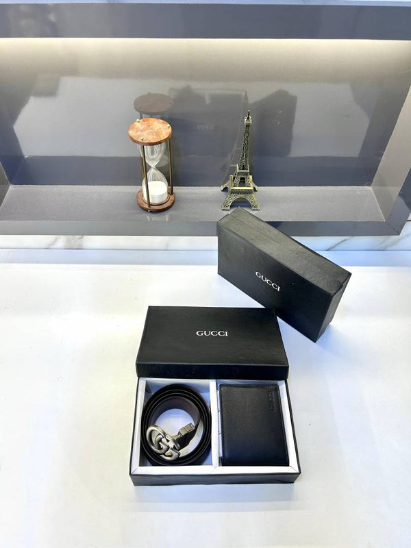 Gucci Black Wallet & Belt Combo Fa 398