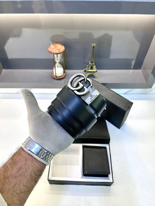 Gucci Black Wallet & Belt Combo Fa 398