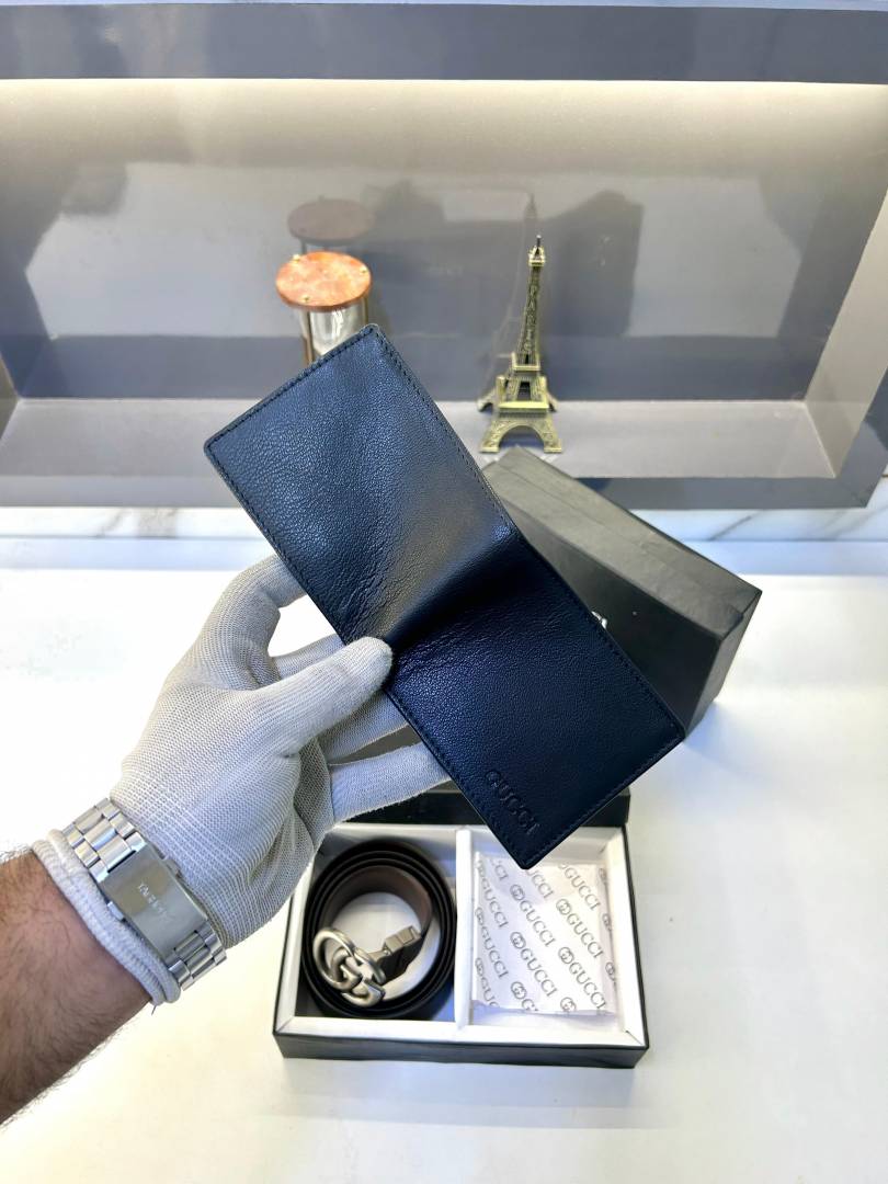 Gucci Black Wallet & Belt Combo Fa 398