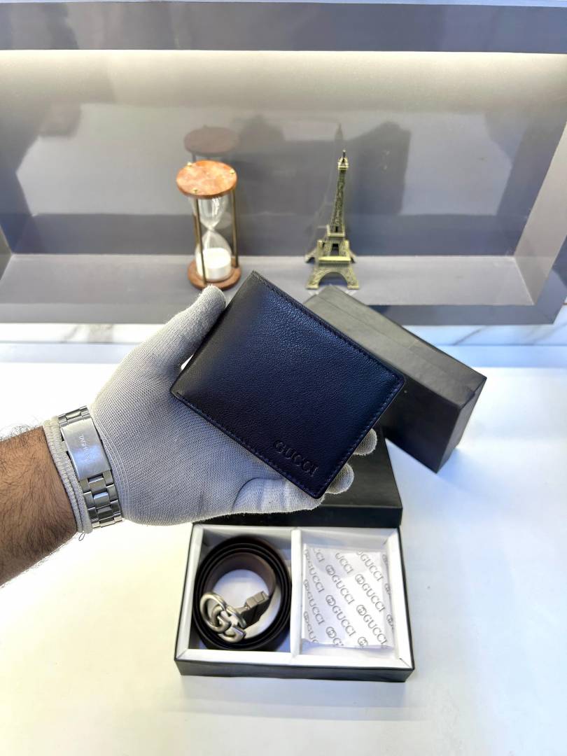 Gucci Black Wallet & Belt Combo Fa 398
