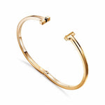 Tiffany & Cco Gold Narrow Hinged Bracelet With Original Dustcover