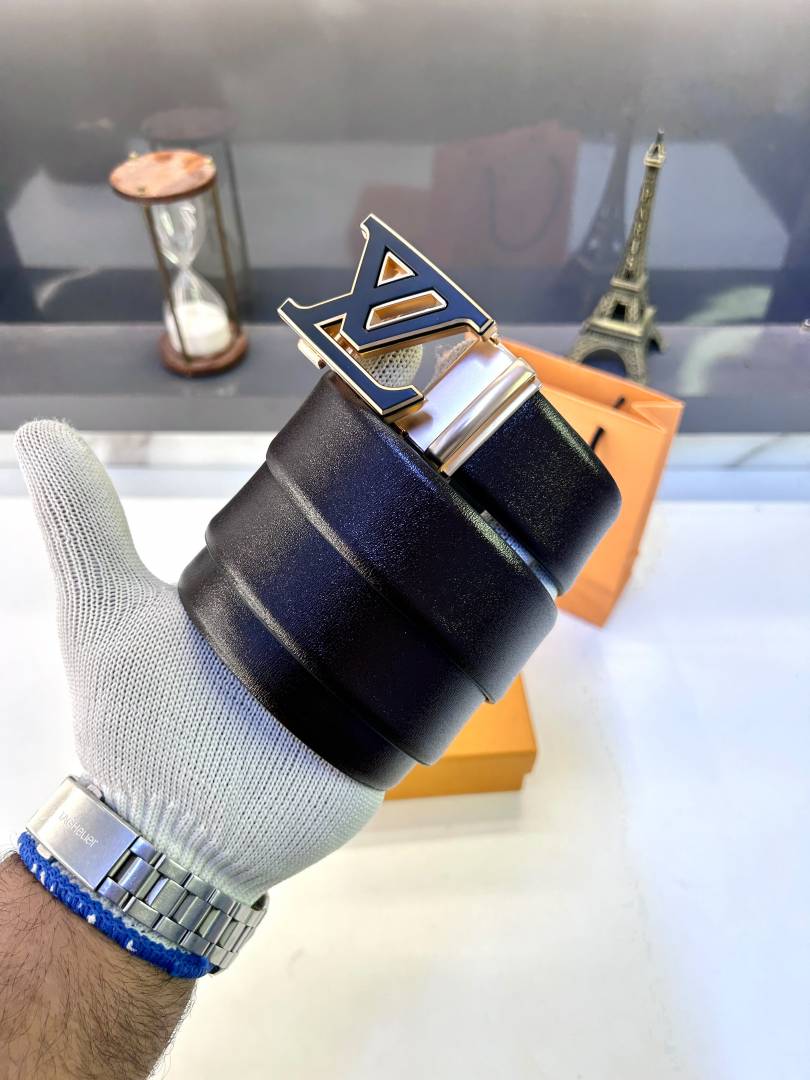 Lv_Vuittion Black Gold Belt Fa 915