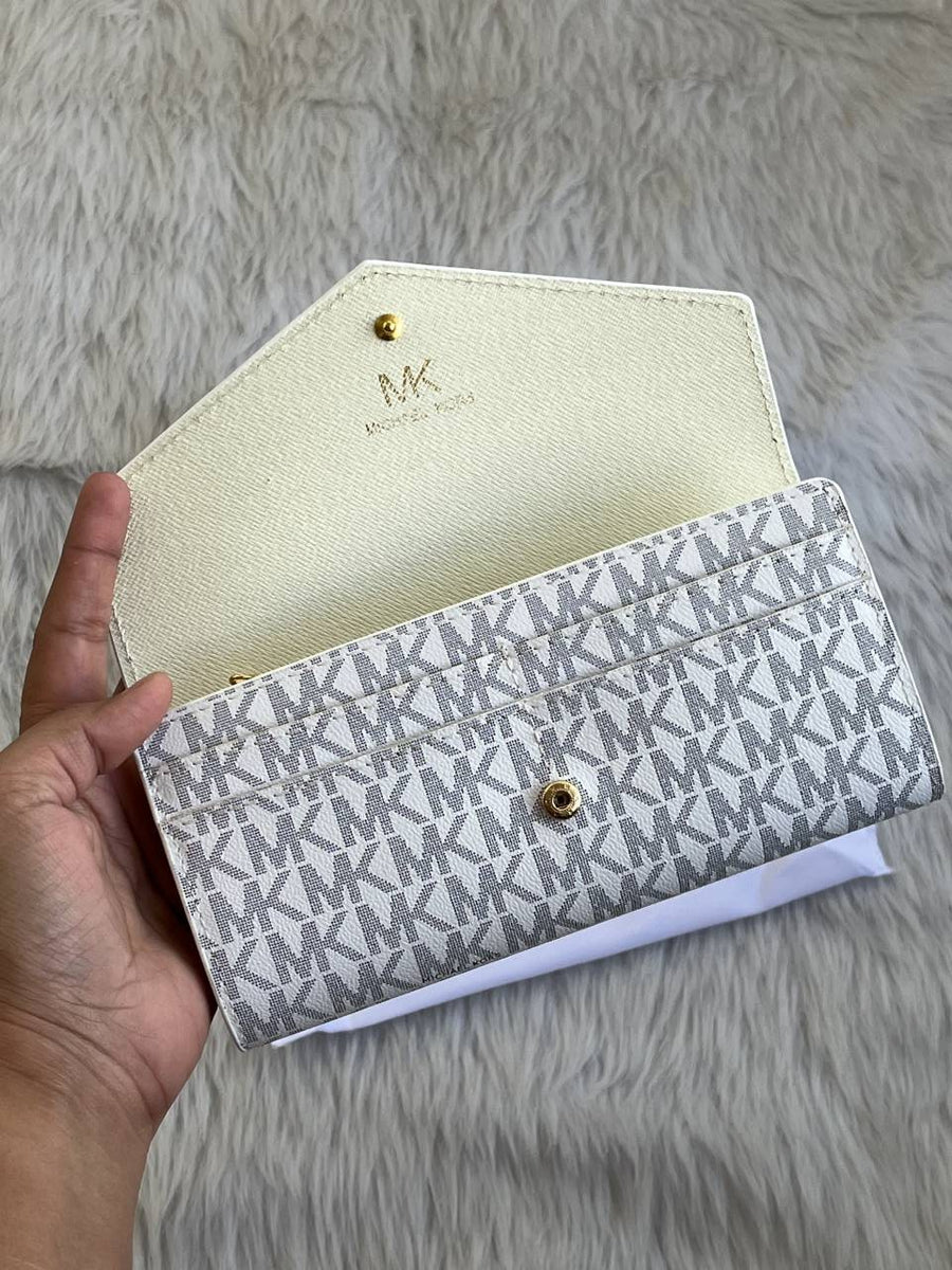 Michael Kors_131_White_Long_Flap_Wallet_With_OriginalBox_DustCover
