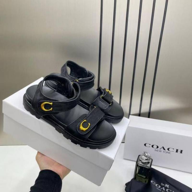 Coach_Monogram_Black_Sandals_Flats_For_Women_With_Original_Box_And_Dustcover