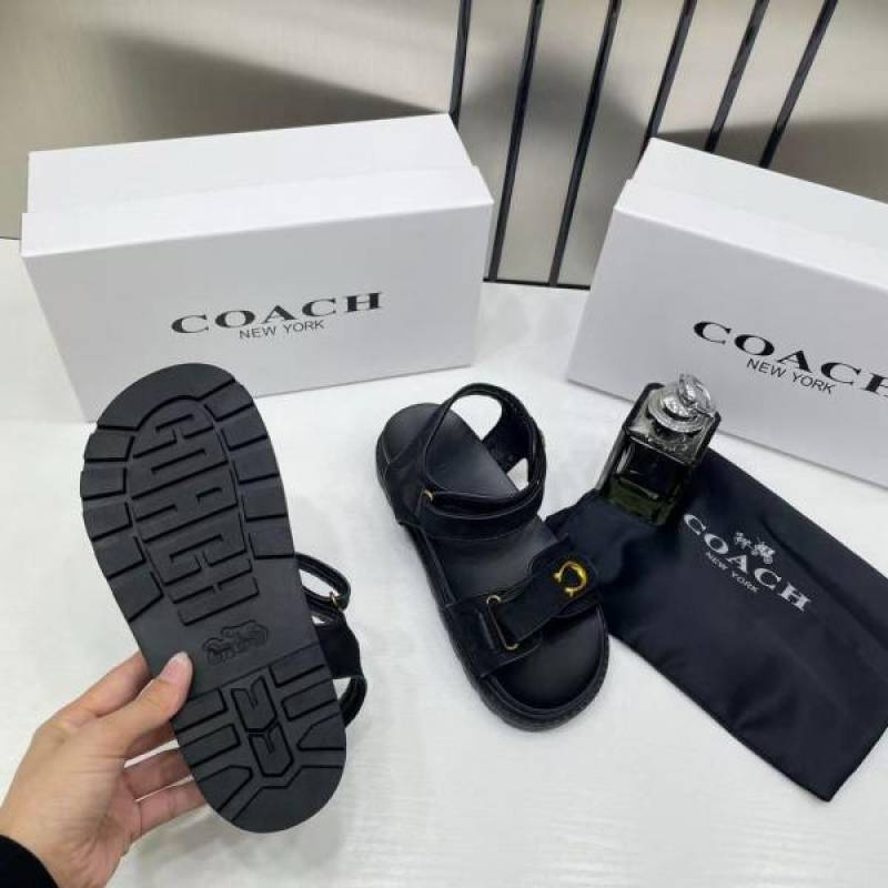Coach_Monogram_Black_Sandals_Flats_For_Women_With_Original_Box_And_Dustcover