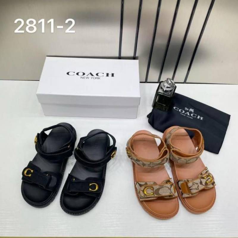Coach_Monogram_Black_Sandals_Flats_For_Women_With_Original_Box_And_Dustcover