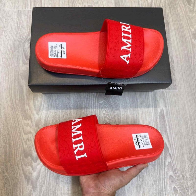 Amirri MA Quad Logo Embossed Red Slides
