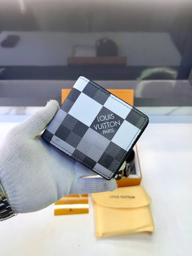 Lv_Loui_Vuittion Black Grey White Belt &Wallet Combo Fa 1120