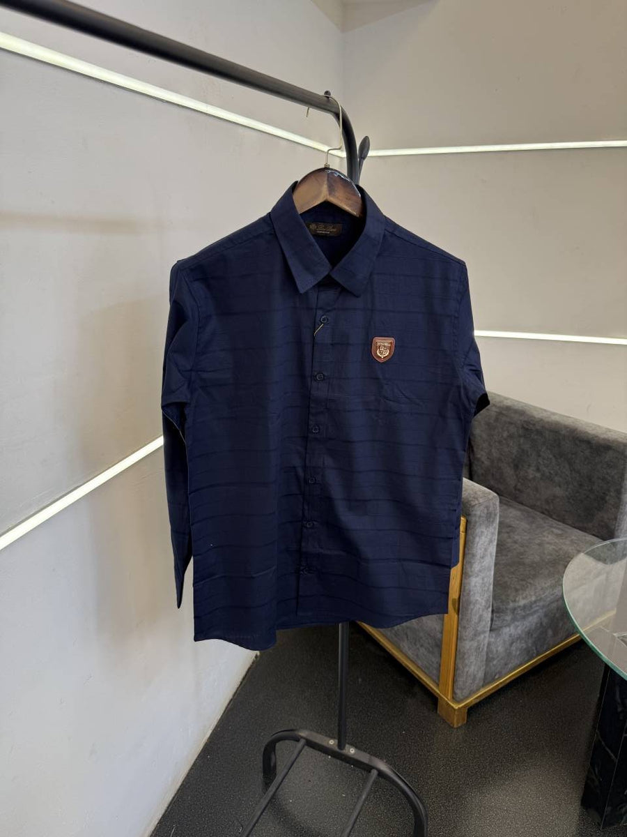 Loro piana horizontal strip imported turkish quality shirt blue