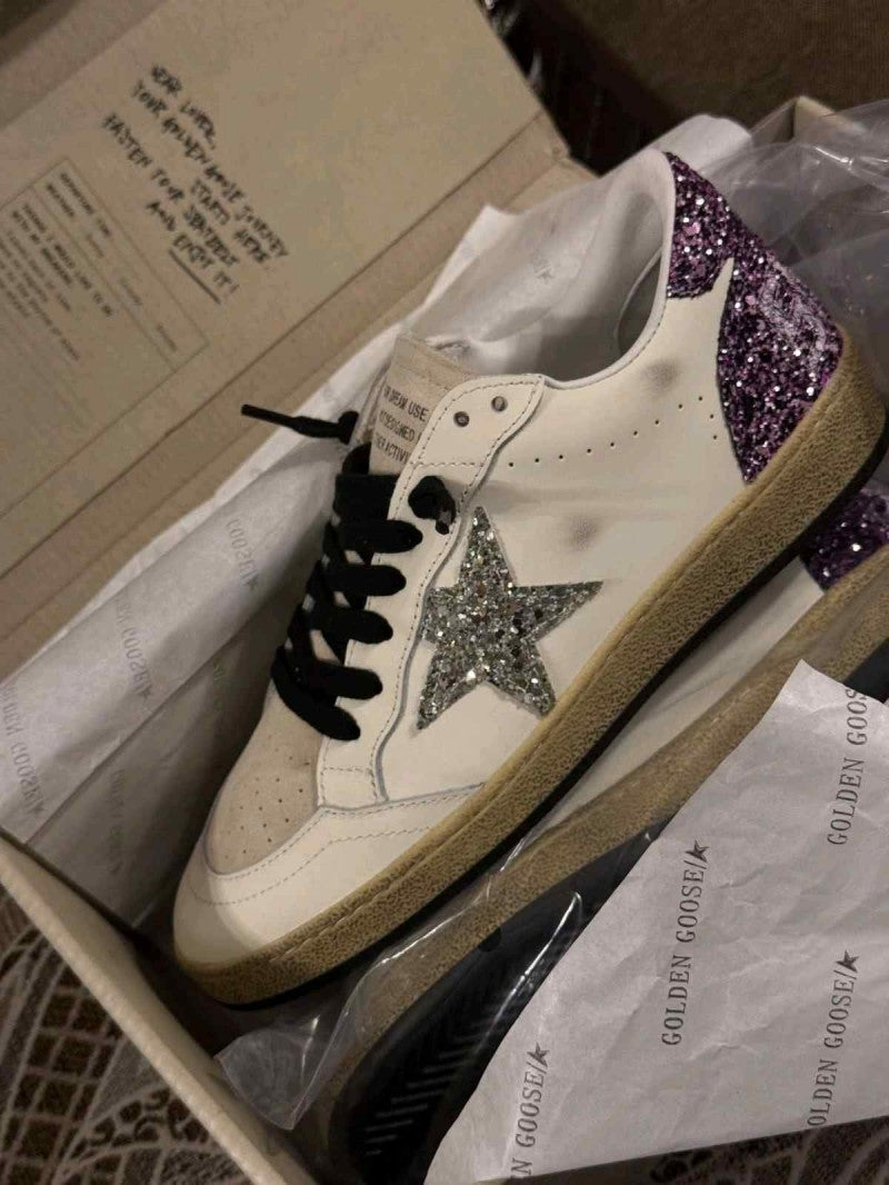 Golden Goose Ball Star White Purple Silver