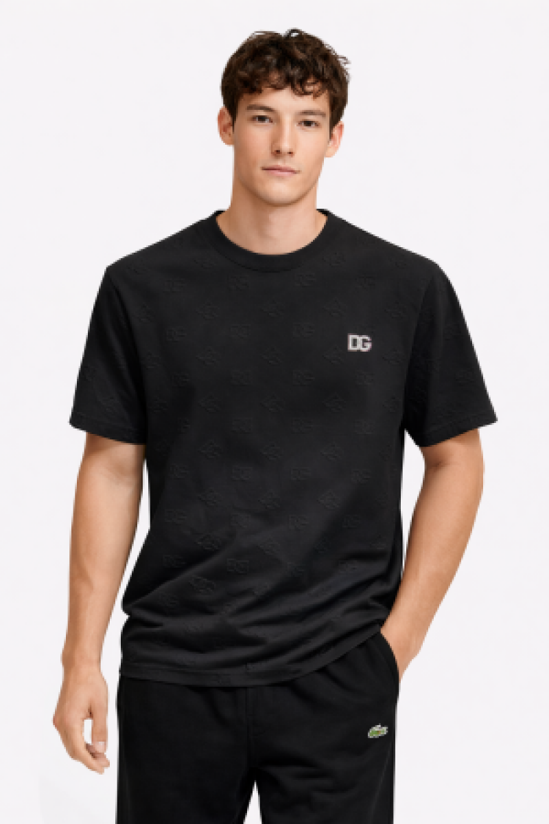 Dolce Gabana White Imported Embossed Monogram Tshirt Black