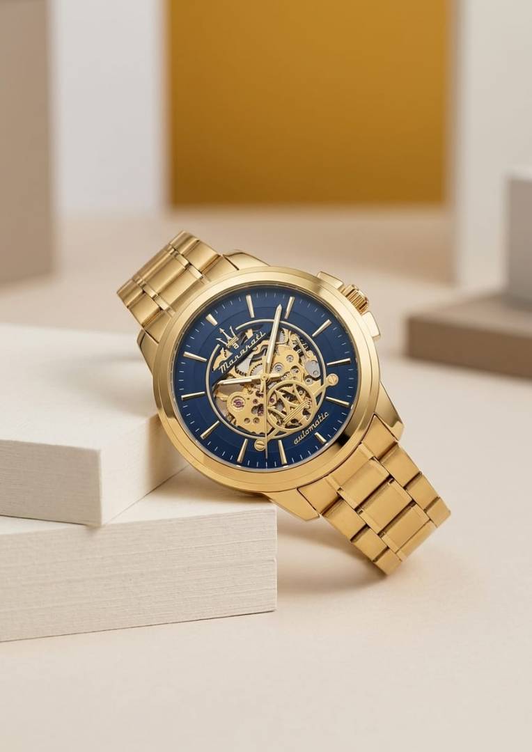 Maserati Successo Skeleton automatic Gold-blue