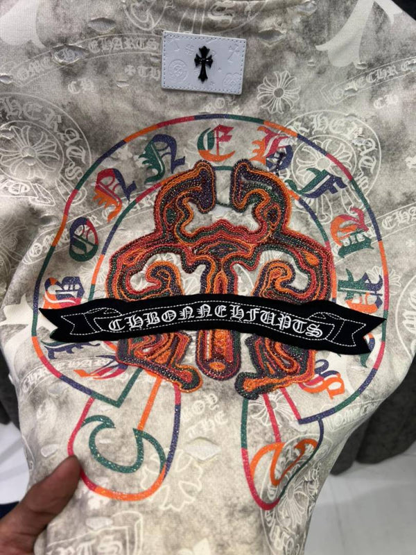 CHROME HEARTS IMPORTED SWEATSHIRT STORE ARTICLE CREAM AND GREY