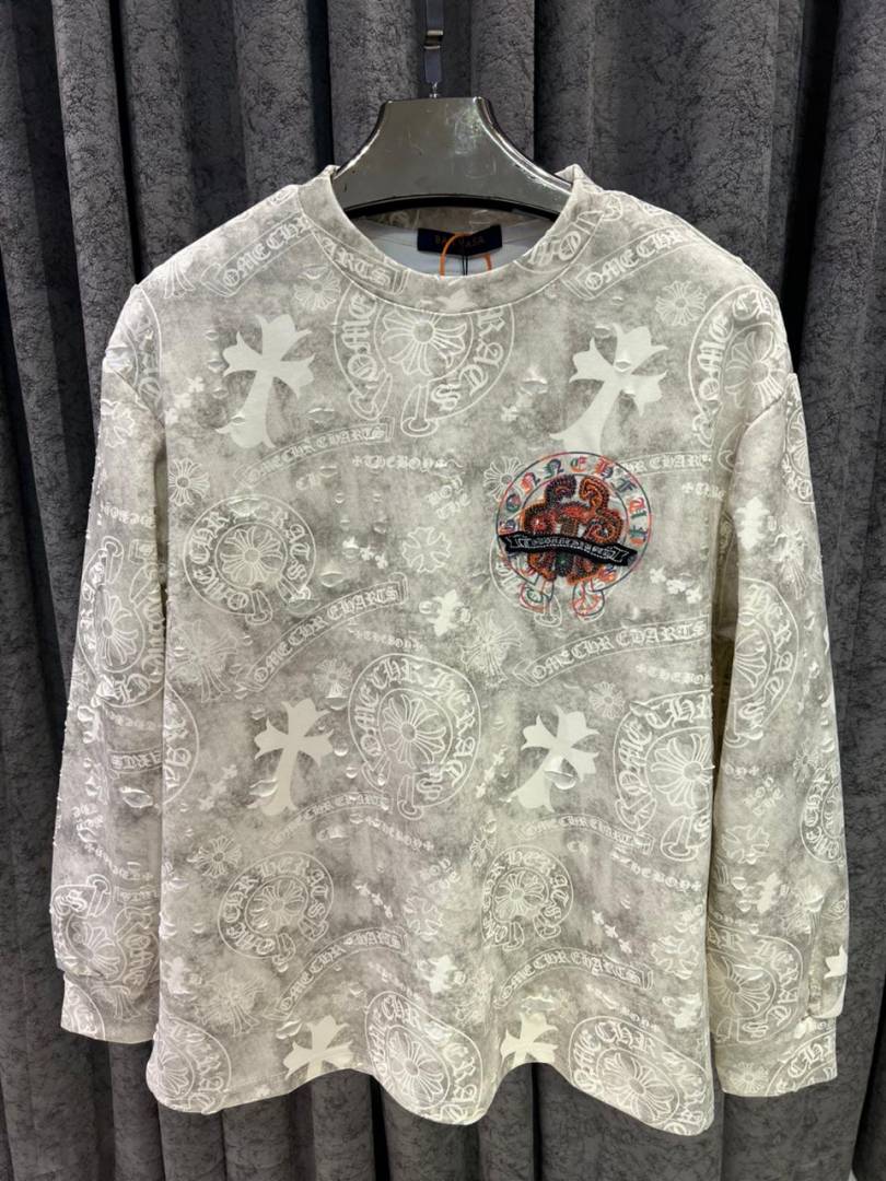 CHROME HEARTS IMPORTED SWEATSHIRT STORE ARTICLE CREAM AND GREY